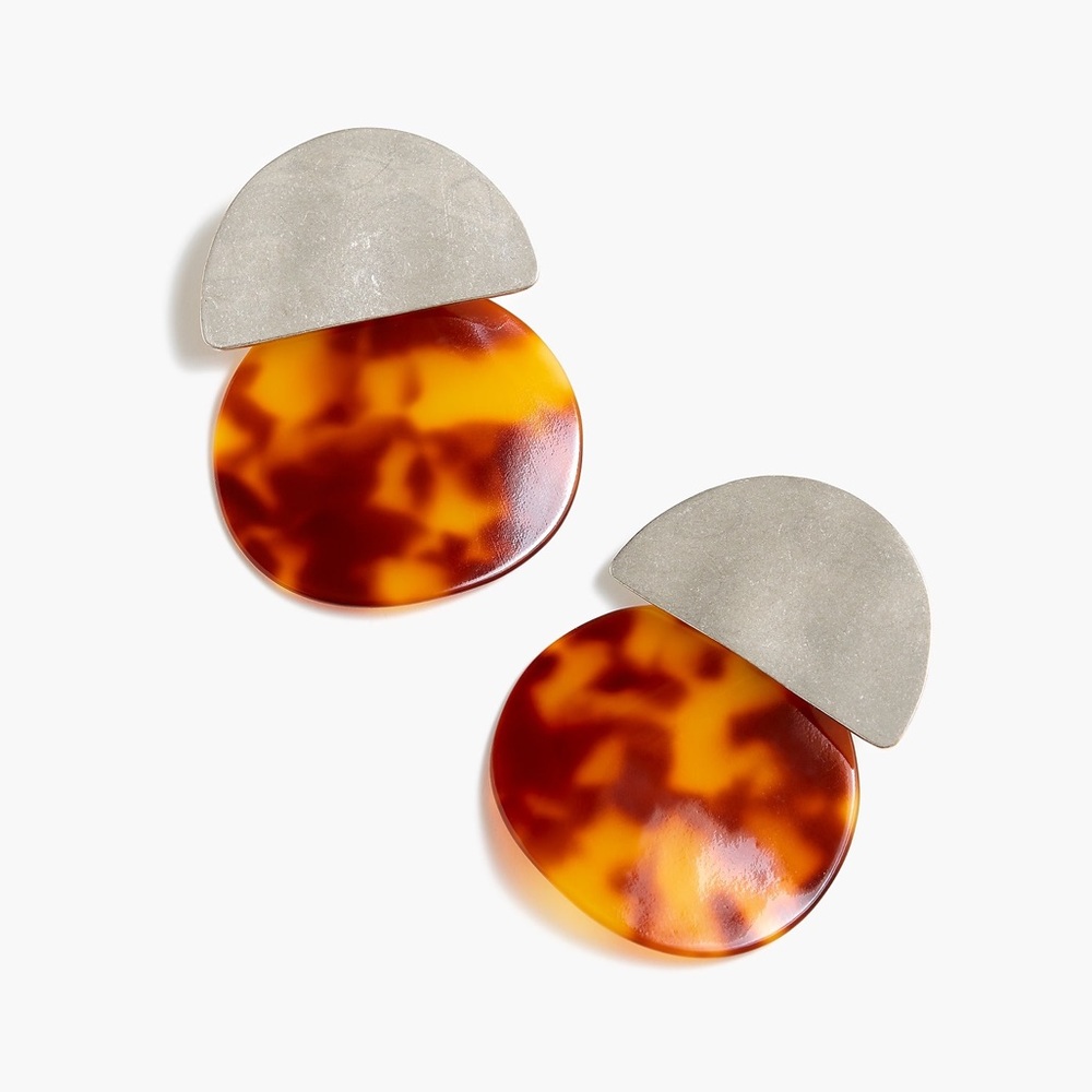 JCREW Tortoise Shell Earrings NWT Silver Tortoise